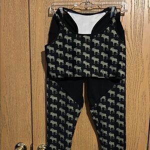 Rockstarlette Moose Print Black and Gray Leggings Set